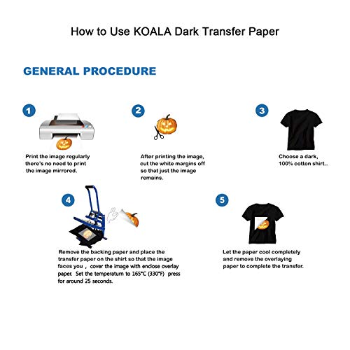 image for Koala Paper 25 Sheets Iron-On Dark T Shirt Transfer Paper 8.5x11 inch 