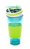 Snack Drink Cup with Straw - Perfect Plastic Drinking Cup for Kids – Top Snack Tray Can Hold Your Favorite Snacks, Veggies or Fruits