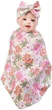 SHELLBOBO 100% Organic Muslin Printed Sunflower Swaddle Blanket 31.44 inches x 31.44 inches (yellow)