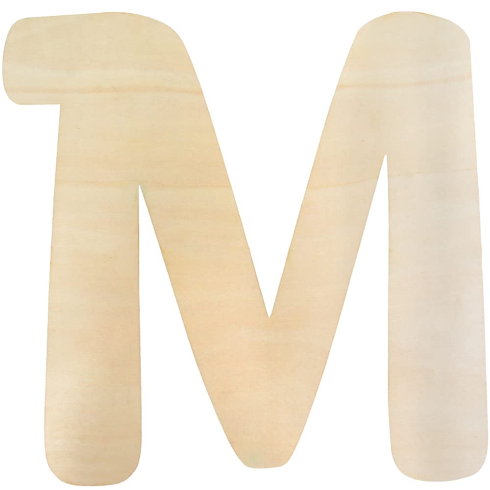 Large Wooden Letters 12 Inch, Unfinished 30cm Wooden Letter M for Crafts Children's Names Capital Alphabet 5mm Thick Wood Letters for Nursery Decor Wall Art Hanging Home Painting