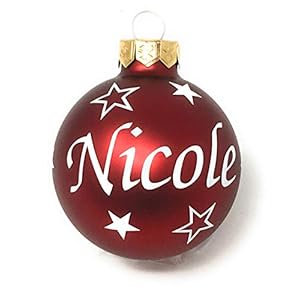 Weihnachtskugel mit Name aus Glas 6cm Wunschtext Rot Matt Personalisierte Christbaumkugel