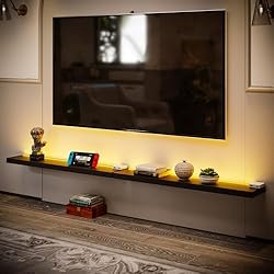 BAMEOS Black Floating Shelves with LED, 31" Sturdy