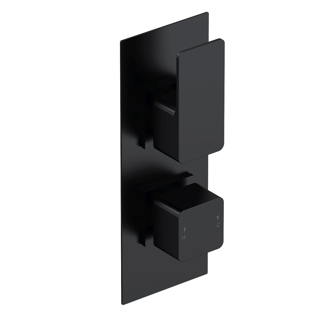 nuie WIN4TW01 Windon Modern Bathroom Concealed Square Twin Thermostatic Shower Valve, 215mm, Matt Black