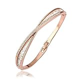 LEKANI Women Fashion Jewelry Alloy Crystals 18K Rose Gold Plated Bangle Bracelets
