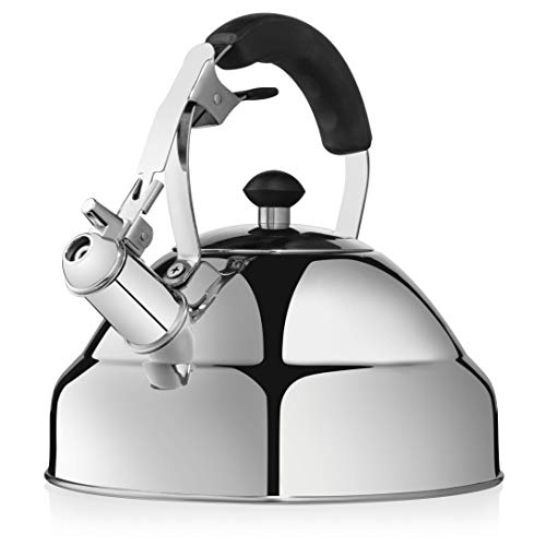 Vita Saggia Whistling Tea Kettle for Stove Top - Capsule Bottom Stainless Steel Water Boiler Kettle with Stay-Cool Ergonomic Handle Constructed for Faster Boiling and Heat Retention (12 Cup Capacity) - Thumbnail 2