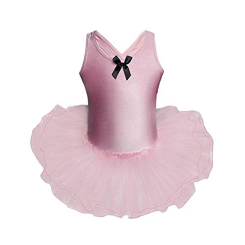 Besde Kids Toddler Girls Gauze Leotards Ballet Bodysuit Dancewear Dress Clothes Outfits (Pink, 4T)