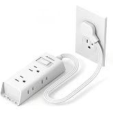 Addtam Flat Plug Power Strip with 6 Outlet Extender, 1 FT Extension Cord Flat Wall Plug with Multiple Outlets, No Surge Protector for Cruise Ship, Travel, Dorm, Home Office, Cruise Essentials, White
