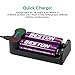 18650 Charger 2 Slot BESTON USB Smart Battery Charger for 3.7V li-ion 18650 16340 16650 17650 17670 18350 18490 18500 20700 21700 26650 Rechargeable Battery