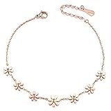 SHEGRACE Woman Stainless Steel Daisy Flowers Anklet Rose Gold Adjustable 200mm Jewellery Gift