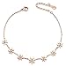 SHEGRACE Woman Stainless Steel Daisy Flowers Anklet Rose Gold Adjustable 200mm Jewellery Gift (Rose Gold)