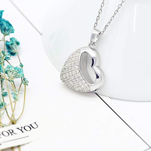 BEILIN 925 Sterling Silver Cremation Keepsake Ash Memorial Jewelry Urn Necklace for Ashes (Heart)