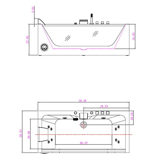 Empava 59" Acrylic Alcove Whirlpool Bathtub Hydromassage Rectangular