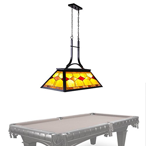 3-Light Antique Bronze Finish Billiard Pool Table Lighting, Large Kitchen Island Pendant Light, 3 Lights Island Chandelier with Tiffany Shade, 3Lt Hanging Fixture