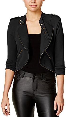 Material Girl Juniors' Cropped Military Jacket (Jack Black, XXS)