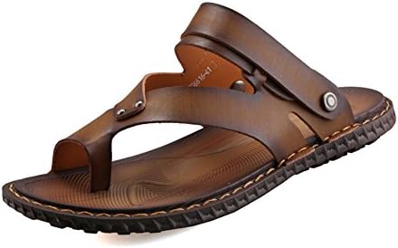 Sumuo Mens Leather Casual Summer Beach Sandals Coffee 42 8.5 D(M) US