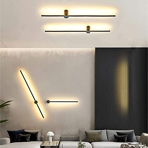 Redare Long LED Wall Light,Modern Wall Lamp,15W 100cm Warm White Black Long Strip Wall Sconce with UK Plug in Cord On/Off Switch Minimalist Linear Wall Light for Living Room,Bedroom,Hallway