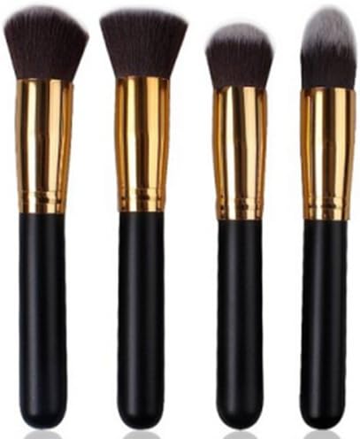 Professional Powder wood Foundation Brush for makeup,brush set with Blush Cosmetic for Stippling (Black golden Brushes)