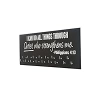 Running On The Wall - Race Bib and Medal Display - Bible Verse - Wall Mounted Sports Medal Holder & Hanger for Marathons - I can do All Things. Philippians 4:13