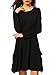 Kissky Women's Basic Long Sleeve Pockets Casual Swing Plain Tshirt Dress (L, Black)