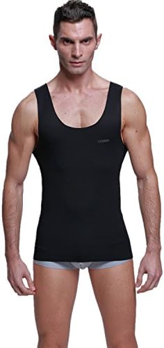 Dressray Mens Slimming Body Shaper Vests Shirt Men's Body Modal Tank Top V-neck Black-XL