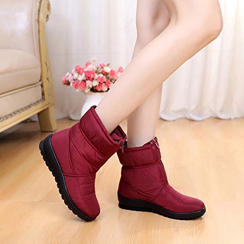 Teresamoon Women's Ladies Winter Waterproof Short Snow Boots Footwear Warm Shoes (Red/40)