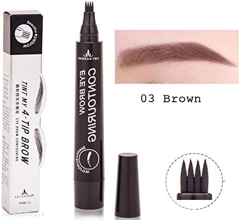 In Stock Waterproof Microblading Tatto Eyebrow Liquid Ink Makeup Fine Sketch 4 Fork Eyebrow Pen Waterproof Tattoo Eye Brow 3