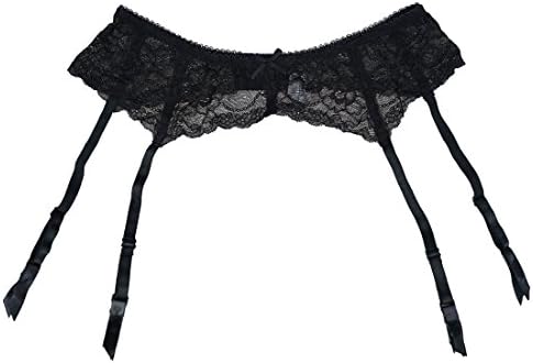 TVRtyle Black Lace Sexy Women Metal Clips Garter Belts For Stockings (Large)