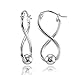 Hoops & Loops 925 Sterling Silver Infinity Figure Eight 8 Bead Twisted Click-Top Drop Earrings for Women