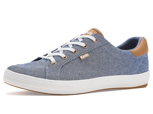 Keds Center III Lace Up Fashion Sneaker, Blue Chambray/Tan, W 8.5 Image