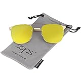 SojoS Vision Fashion Metal Frame Flat Lens Sunglasses UV400 Sun Glasses SJ1043 With Gold Frame/Gold Lens