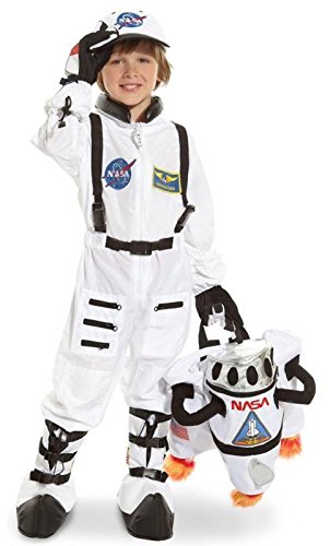 Aeromax Jr. Astronaut Suit with Embroidered Cap and NASA patches, WHITE, Size 4/6