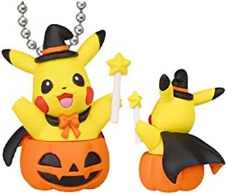 Takara Tomy Pokemon Pocket Monster Halloween Pumpkin Mascot Keychain Figure ~1.5" - Pikachu (Magic)