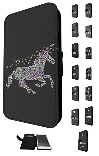 002607 - Sparkle stars Cute Unicorn Design Samsung Galaxy S4 Mini Case Flip Credit Card Purse Cover