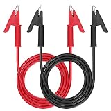Sumnacon Dual Ended Crocodile Alligator Clips, 15A Test Lead Wire Cable with Insulators Clips, 2 Pcs 3.3 ft/1m Test Flexible Cable with Protective Jack Copper Clamps for Electrical Testing