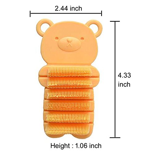 Nail Scrubber Brush Kids, Hands Finger Nails Scrub Scrubbing Cleaning Washing Brushes with Soft Bristle for Baby Toddler and Children, Animal Style and 2 Colors Choice (Yellow)