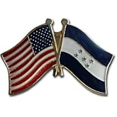 USA and Honduras Flag Die-struck Metal Friendship Lapel Pin with Butterfly Clasp Closure