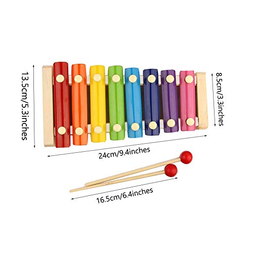 image for HenMerry 8 Key Toned Xylophone Wooden Musical Percussion Instrument Gl