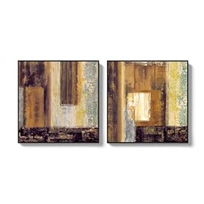 2 Piece Framed Canvas Wall Art for Living Room, Bedroom Colorful Abstract Geometry Canvas Prints for Home Decoration Ready to Hang - 16"x16"x2 Panels