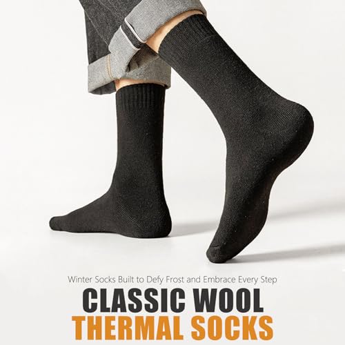 Hocerlu Warme Socken Herren, Thermosocken Dicke Wintersocken Frotteesohle WanderSocken WollSocken Geschenke für Herren im Winter 5 Paar - Gemütlich und Atmungsaktiv, EU-Größe 39-45 thumbnail 2