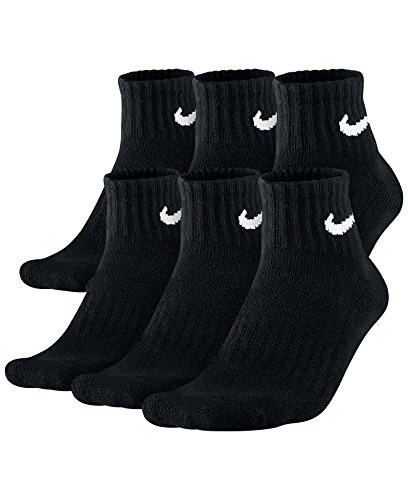 Nike Men's Bag Cotton Quarter Cut Socks (6 Pack) (Medium (shoe size 6-10), Black)