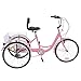Barbella 26 Inch 3 Wheel Adult Tricycle Bike Cycling Pedal Cruiser Bicycles Folding Basket with Assembly Tools for Men/Women/Seniors(Light Pink, 7 Speed)thumb 2