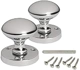 HANDLESTORE Designer Round Mortice Door Knob Polished Chrome Pair view 2