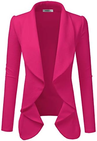Womens Classic Draped Open Front Blazer Fuchsia S