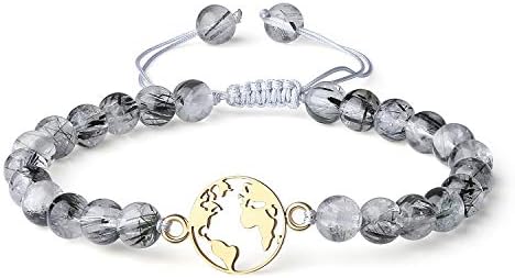 COAI Shamballa Inspired World Map Charm Stone Bracelet