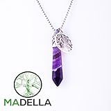 Madella Amethyst Healing Crystal and Tree of Life Pendant Necklace