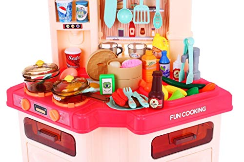 Ramiz Kinder Rollenspiel - Spielküche Kinderküche Spielset mit Spielzeug Lebensmittel, Zubehör, Wasserhahn mit Wasser… – Bild 6