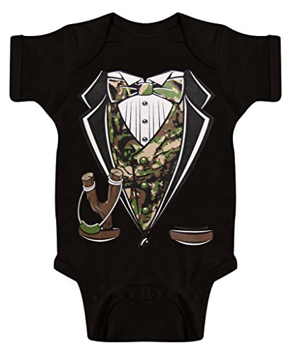 Toddlers Camo Tuxedo Onesie - Black - 24 Months