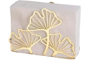 Metal Ginkgo Leaf Napkin Holder Gold Ginkgo Leaves Napkins Storage Holder Vintage Tabletop Tissue Stand for Bathroom, Kitchen