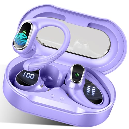 Wireless Earbuds, 2026 Bluetooth 5.4 Headphones Sport, Bluetooth Earbuds with ENC Noise Canceling Mic, 60H Stereo Wireless Headphones IP7 Waterproof with Earhooks, Dual LED Display for Workout/Running