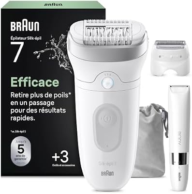 Epilateur Electrique Femme Silk Epil 7 7-441, Gris et Blanc